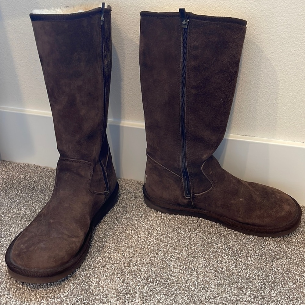 Tall Chocolate Uggs with Zipper